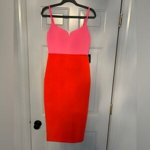 Express pink and orange bodycon dress